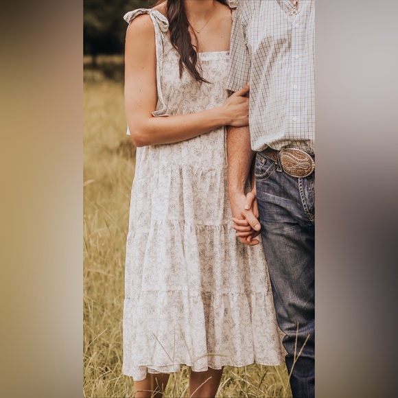 White and Blue Floral Dress - Picture 2 of 2